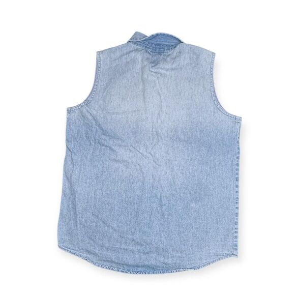 VINTAGE JERRY LEIGH Women’s Looney Tunes Sleeveless Denim Shirt Size Medium - Picture 2 of 5